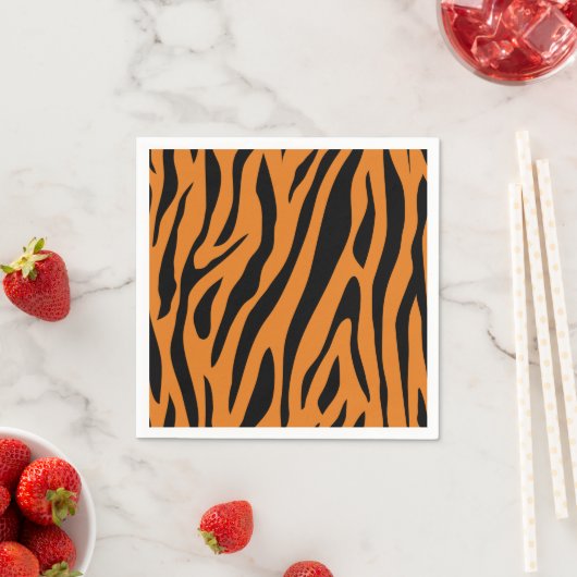 Burnt Orange& Black Tiger Stripes Animal Print Servet (Insitu)