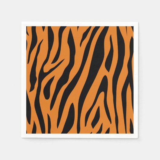 Burnt Orange& Black Tiger Stripes Animal Print Servet (Voorkant)
