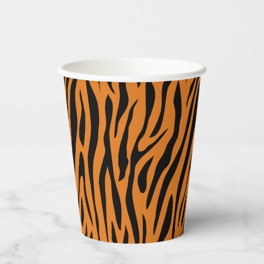 Burnt Orange& Black Tiger Stripes Pattern Papieren Bekers (Achterkant)