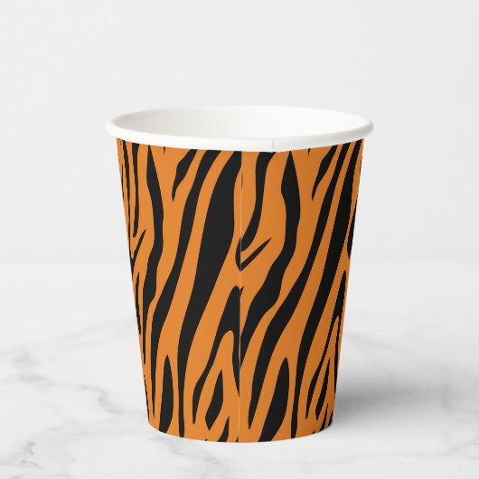 Burnt Orange& Black Tiger Stripes Pattern Papieren Bekers (Rechts)