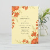 Burnt Orange Botanical Autumn Wedding Kaart (Staand voorkant)