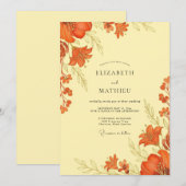 Burnt Orange Botanical Autumn Wedding Kaart (Voorkant / Achterkant)