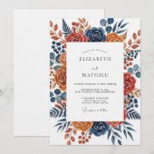 Burnt Orange Botanical Bloom Wedding Kaart (Voorkant / Achterkant)
