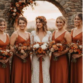 Burnt Orange botanical crest All in one wedding  Kaart
