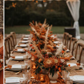 Burnt Orange botanical crest All in one wedding  Kaart