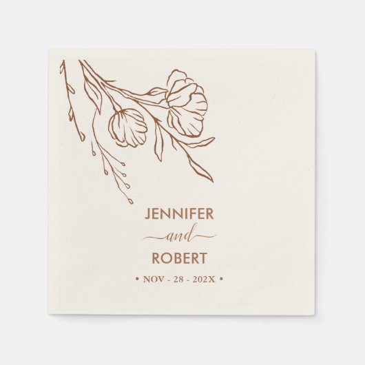 Burnt Orange Botanical Simple Elegant Wedding Servet (Voorkant)