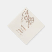 Burnt Orange Botanical Simple Elegant Wedding Servet (Hoek)