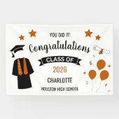 Burnt Orange Congratulations Graduation Spandoek (Horizontaal)