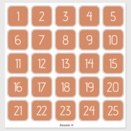 Burnt Orange Customizable Square Number Stickers