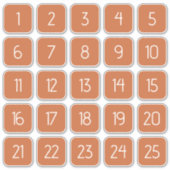 Burnt Orange Customizable Square Number Stickers (Voorkant)