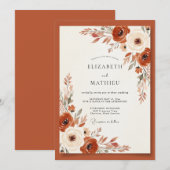 Burnt Orange Earthy Botanical Wedding Kaart (Voorkant / Achterkant)