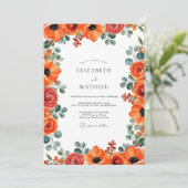 Burnt Orange Elegant Summer Wedding Kaart (Staand voorkant)
