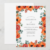 Burnt Orange Elegant Summer Wedding Kaart (Voorkant / Achterkant)
