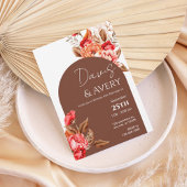 Burnt Orange Floral Boho Wedding Invite Kaart