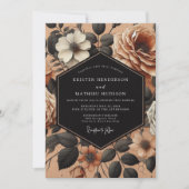 Burnt Orange Floral Opulence Wedding Kaart (Voorkant)