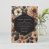 Burnt Orange Floral Opulence Wedding Kaart (Staand voorkant)