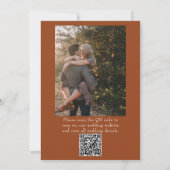 Burnt Orange Floral Terracotta QR Code Wedding Kaart (Achterkant)