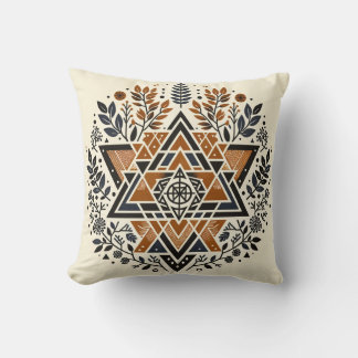 Burnt Orange Geometric Botanical Throw Pillow Kussen