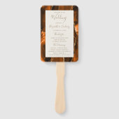 Burnt Orange Gold Agate Ivory Wedding Program Handwaaier (Voorkant)