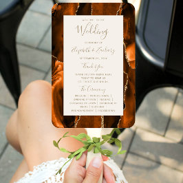 Burnt Orange Gold Agate Ivory Wedding Program Handwaaier