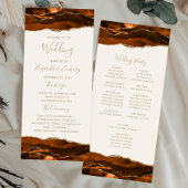 Burnt Orange Gold Agate Ivory Wedding Programmakaart