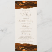 Burnt Orange Gold Agate Ivory Wedding Programmakaart (Voorkant)