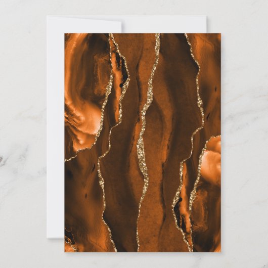 Burnt Orange Gold Agate Marble Save the Date Card Kaart (Achterkant)