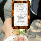 Burnt Orange Gold Agate Marble Wedding Program Handwaaier
