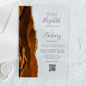 Burnt Orange Gold Agate QR Code Wedding Acryl Uitnodigingen