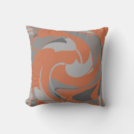 Burnt Orange Gray Charcoal Abstract Flower Mosaic Kussen