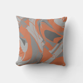 Burnt Orange Gray Charcoal Abstract Swirling Motif Kussen
