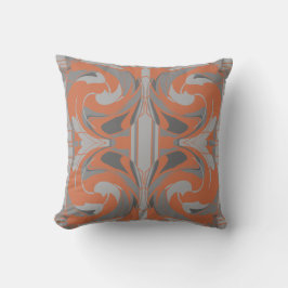 Burnt Orange Gray Charcoal Swirling Large Mosaics Kussen