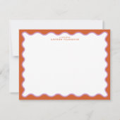 Burnt Orange & Lavender Wavy Border Note Card Kaart (Voorkant)