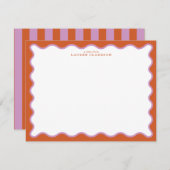 Burnt Orange & Lavender Wavy Border Note Card Kaart (Voorkant / Achterkant)
