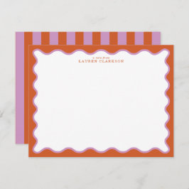 Burnt Orange & Lavender Wavy Border Note Card Kaart
