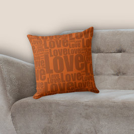 Burnt Orange Love Typography Kussen
