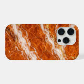 Burnt Orange Marble with White Swirls & Gold Veins iPhone Hoesje (Achterkant horizontaal)