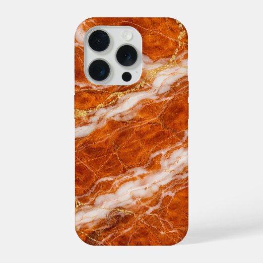 Burnt Orange Marble with White Swirls & Gold Veins iPhone Hoesje (Achterkant)