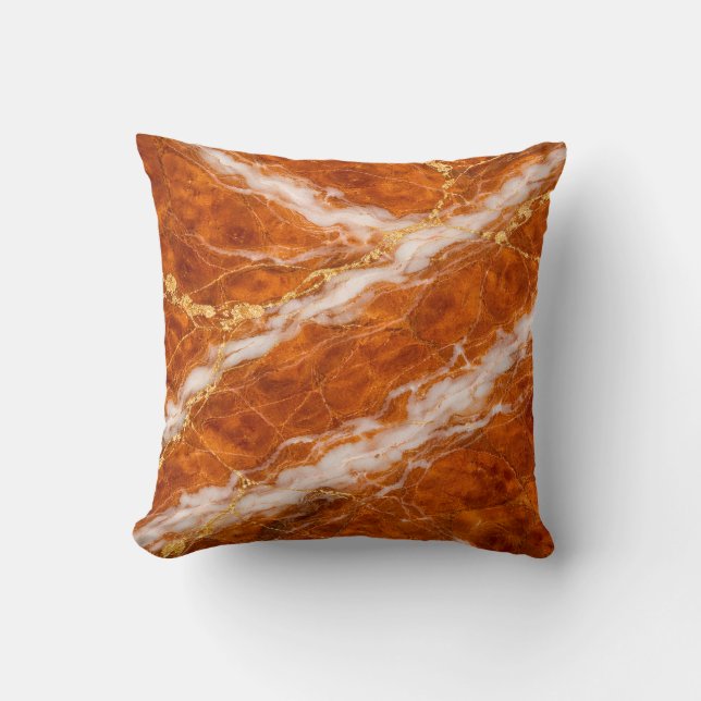 Burnt Orange Marble with White Swirls & Gold Veins Kussen (Voorkant)