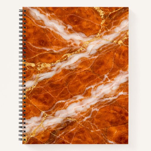 Burnt Orange Marble with White Swirls & Gold Veins Notitieboek (Voorkant)