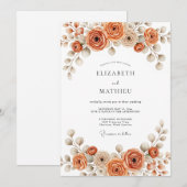 Burnt Orange Painterly Blossom Wedding Kaart (Voorkant / Achterkant)