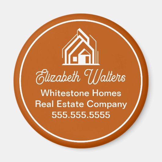 Burnt Orange Real Estate Company Custom Realtor Magneet (Voorkant)