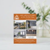 Burnt Orange Real Estate Company House Listing Briefkaart (Staand voorkant)