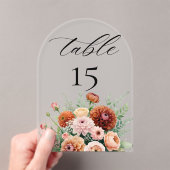 Burnt Orange Sage Flowers Wedding Table Number Acryl Uitnodigingen (Insitu (Draagbaar))