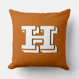 Burnt Orange School Pride Color Style Monogram Kussen