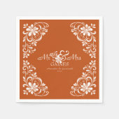 Burnt Orange Shabby Chic Mr & Mrs Wedding Napkin Servet (Voorkant)