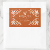 Burnt Orange Shabby Chic Thank You Wedding Sticker (Tas)
