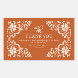 Burnt Orange Shabby Chic Thank You Wedding Sticker