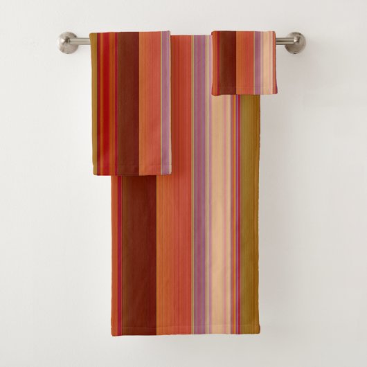 Burnt Orange Stripes Bad Handdoek (Insitu)