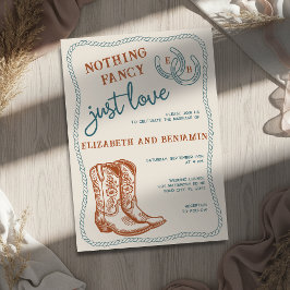 Burnt Orange Teal Cream Western Horseshoe Wedding Kaart